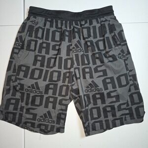 Adidas Gray/Black Athletic Shorts‎ Mens M All Over Graphic Basketball Sports